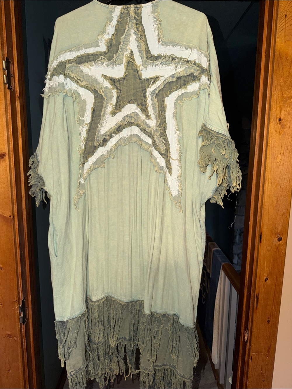 Oli & Hali Boho Fringe Star Accent Throw - Light Sage